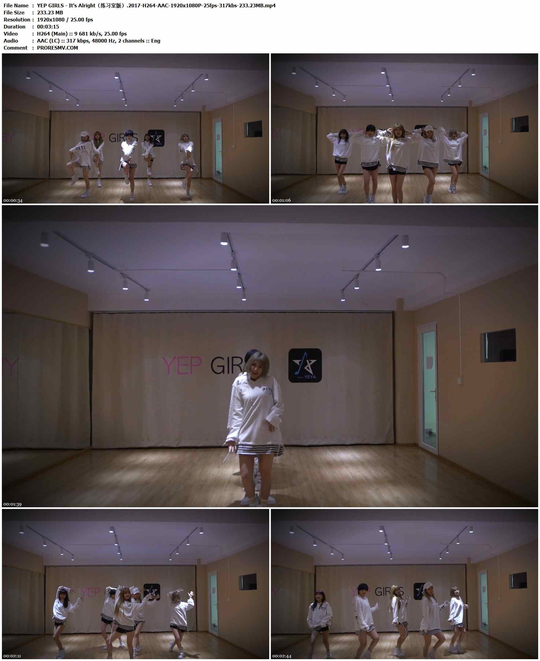 YEP GIRLS - It's Alright（练习室版）.2017-H264-AAC-1920x1080P-25fps-317kbs-233.23MB官方MV_高清MV